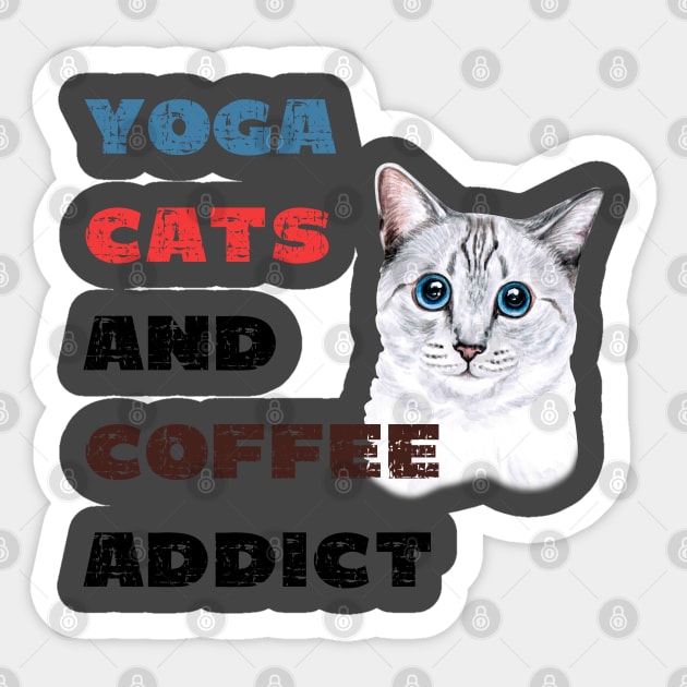 Yoga cats and coffee addict funny quote for yogi Sticker by Red Yoga